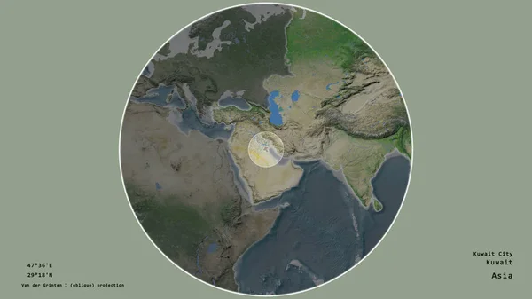 Zona Kuwait Marcada Con Círculo Mapa Gran Escala Del Continente — Foto de Stock