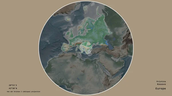 Area Del Kosovo Segnata Cerchio Sulla Mappa Larga Scala Del — Foto Stock