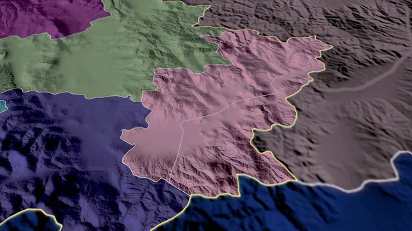 Gnjilane Distrito Kosovo Ampliou Destacou Mapa Colorido Esburacado Divisão Administrativa — Fotografia de Stock