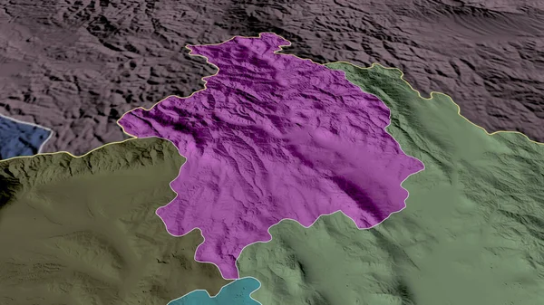 Kosovska Mitrovica Distrito Kosovo Ampliou Destacou Mapa Colorido Esburacado Divisão — Fotografia de Stock