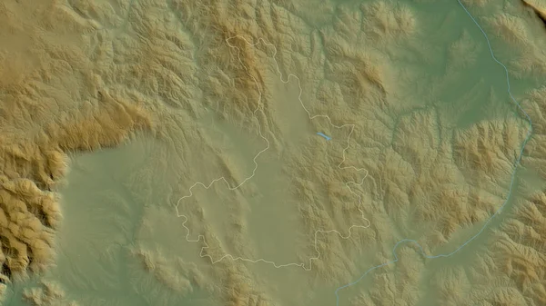 Pristina District Kosovo Colored Shader Data Lakes Rivers Shape Outlined — Stock Photo, Image
