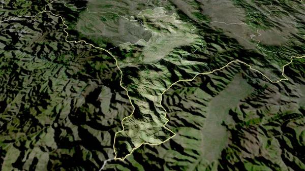 Prizren District Kosovo Zoomed Highlighted Satellite Imagery Rendering — Stock Photo, Image