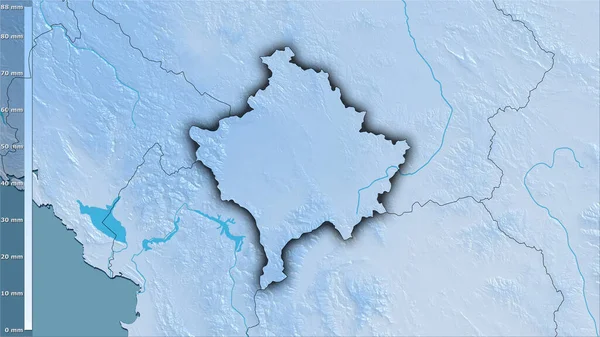 Precipitation Driest Month Kosovo Area Stereographic Projection Legend Raw Composition — Stock Photo, Image