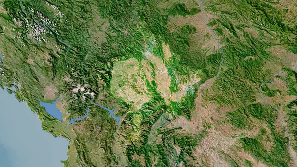 Kosovos Område Satellitkarta Den Stereografiska Projektionen Obearbetad Sammansättning Rasterskikt — Stockfoto