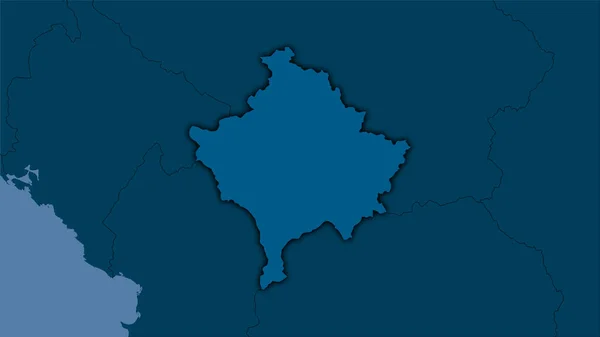 Région Kosovo Sur Carte Solide Dans Projection Stéréographique Composition Brute — Photo