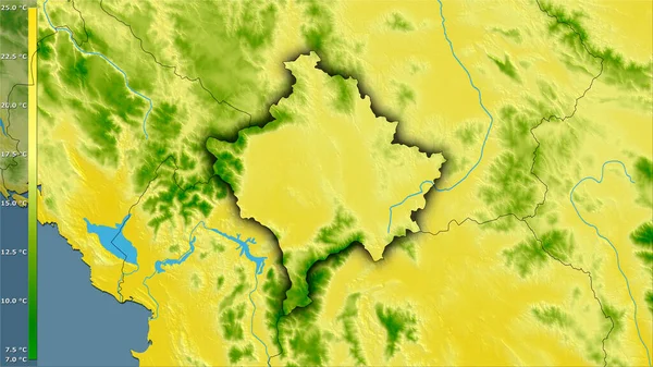 Gemiddelde Temperatuur Van Het Warmste Kwart Het Kosovaarse Gebied Stereografische — Stockfoto