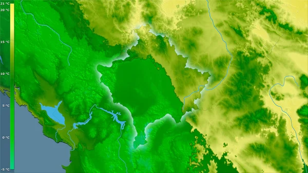 Gemiddelde Temperatuur Van Het Warmste Kwart Het Kosovaarse Gebied Stereografische — Stockfoto