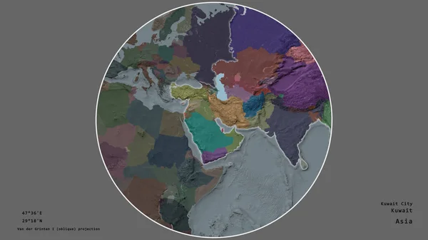 Das Gebiet Kuwaits Zentrum Des Kreises Der Seinen Kontinent Auf — Stockfoto