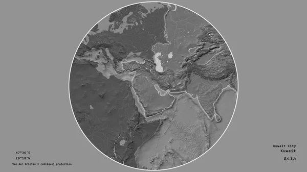 Das Gebiet Kuwaits Zentrum Des Kreises Der Seinen Kontinent Auf — Stockfoto