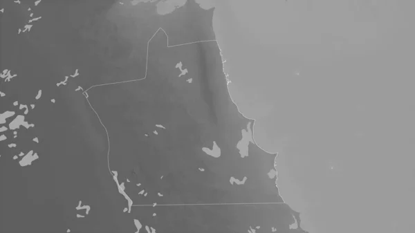 Ahmadi Provincia Kuwait Mapa Escala Grises Con Lagos Ríos Forma — Foto de Stock