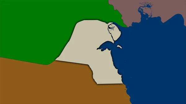 Área Kuwait Mapa Divisões Administrativas Projeção Estereográfica Composição Bruta Camadas — Fotografia de Stock