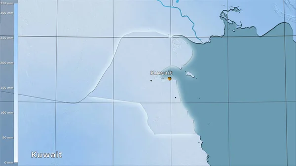 Roczne Opady Rejonie Kuwejtu Projekcji Stereograficznej Legendą Kompozycja Główna — Zdjęcie stockowe
