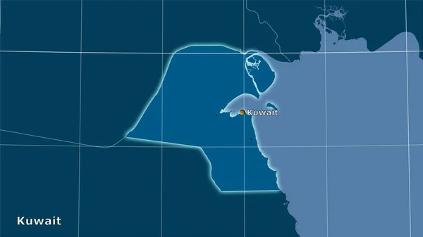 Área Kuwait Mapa Sólido Proyección Estereográfica Composición Principal — Foto de Stock