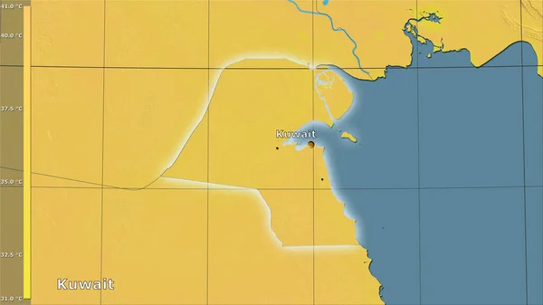 Efsanevi Stereografik Projeksiyonda Kuveyt Bölgesinde Yıllık Ortalama Sıcaklık Değişimi Ana — Stok fotoğraf