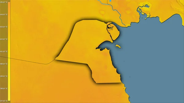 Maximal Temperatur Den Varmaste Månaden Inom Kuwait Området Stereografisk Projektion — Stockfoto