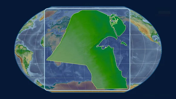 Vista Ampliada Del Esquema Kuwait Con Líneas Perspectiva Contra Mapa —  Fotos de Stock