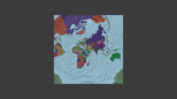 Cuadro Cuadrado Del Mapa Gran Escala Del Mundo Una Proyección —  Fotos de Stock