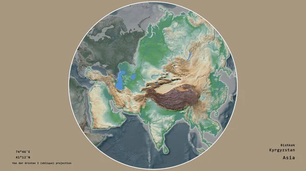 Area Del Kirghizistan Centrata Nel Cerchio Che Circonda Suo Continente — Foto Stock
