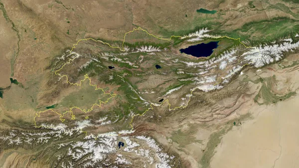 Quirguizistão Delineado Imagem Satélite Alta Resolução — Fotografia de Stock