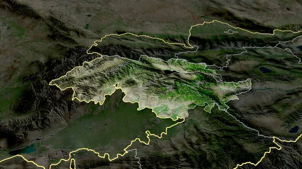 Jalal Abad Provincie Kirgizië Gezoomd Gemarkeerd Satellietbeelden Weergave — Stockfoto