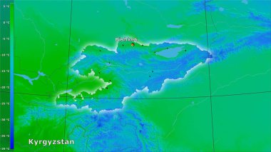 Efsanevi stereografik projeksiyonda Kırgızistan bölgesinin en soğuk çeyreğinin ortalama sıcaklığı - ana bileşim