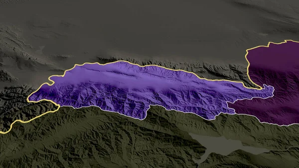 タラス キルギスの州が拡大し 強調した 行政区画の色と衝突した地図 3Dレンダリング — ストック写真