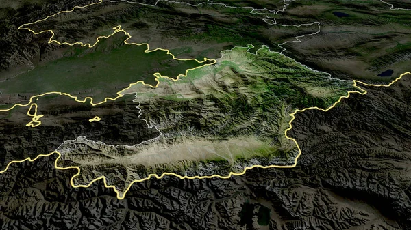 Osh Province Kirghizistan Zoomé Mis Évidence Imagerie Satellite Rendu — Photo