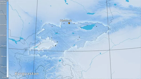 Precipitación Del Mes Más Húmedo Dentro Del Área Kirguistán Proyección —  Fotos de Stock