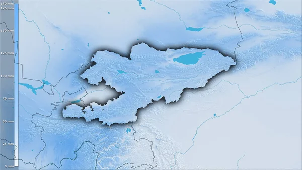 Precipitação Mês Mais Úmido Dentro Área Quirguistão Projeção Estereográfica Com — Fotografia de Stock