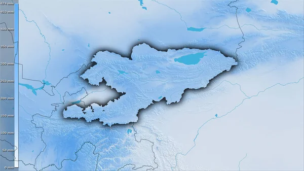 Opady Najwilgotniejszych Kwartałów Rejonie Kirgistanu Projekcji Stereograficznej Legendą Surowa Kompozycja — Zdjęcie stockowe