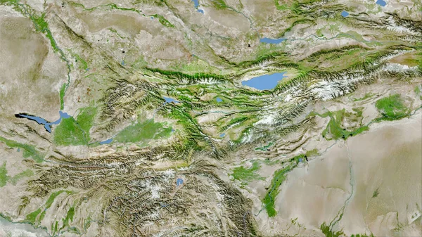 Área Kirguistán Satélite Mapa Proyección Estereográfica Composición Cruda Capas Trama — Foto de Stock