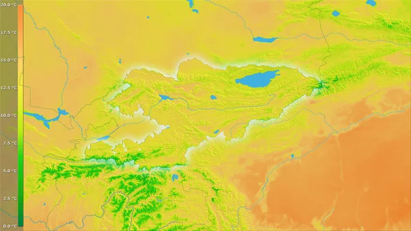 Середні Добові Коливання Температури Районі Киргизстану Стереографічній Проекції Легендою Сирою — стокове фото