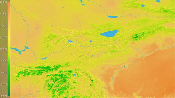 Mittlere Schwankung Der Tagestemperatur Raum Kirgisistan Der Stereographischen Projektion Mit — Stockfoto