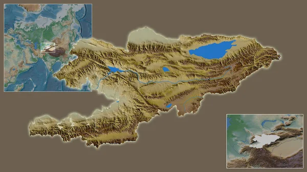 Primer Plano Kirguistán Ubicación Región Centro Mapa Mundial Gran Escala — Foto de Stock