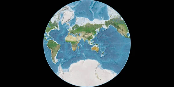 World Map Lambert Lagrange Projection Centered East Longitude Satellite Imagery — Stock Photo, Image