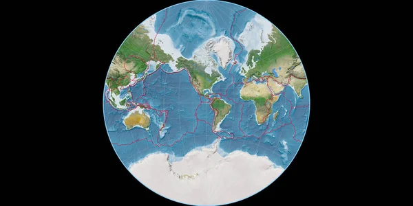 Světová Mapa Lambertově Lagrangeově Projekci Soustřeďuje Západní Délky Satelitní Snímky — Stock fotografie