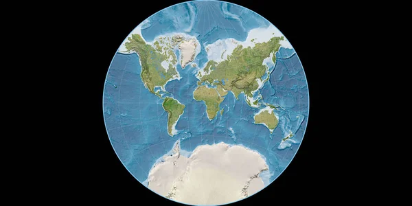 Mapa Mundo Projeção Lambert Lagrange Centrada Longitude Leste Imagens Satélite — Fotografia de Stock