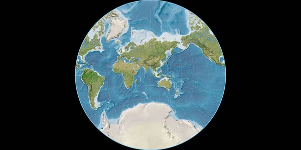 World Map Lambert Lagrange Projection Centered East Longitude Satellite Imagery — Stock Photo, Image