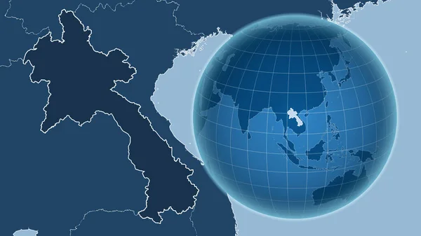 Laosu Globus Kształcie Kraju Powiększoną Mapą Swoim Zarysem Tylko Kształty — Zdjęcie stockowe