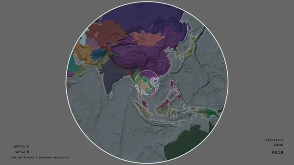 Zone Laos Marquée Cercle Sur Carte Grande Échelle Continent Isolé — Photo