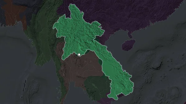 Área Destaque Laos Com Ponto Capital Mapa Dessaturado Seu Bairro — Fotografia de Stock