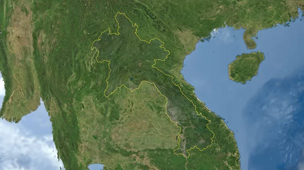 Felvázolt Laosz Nagy Felbontású Műholdas Kép — Stock Fotó