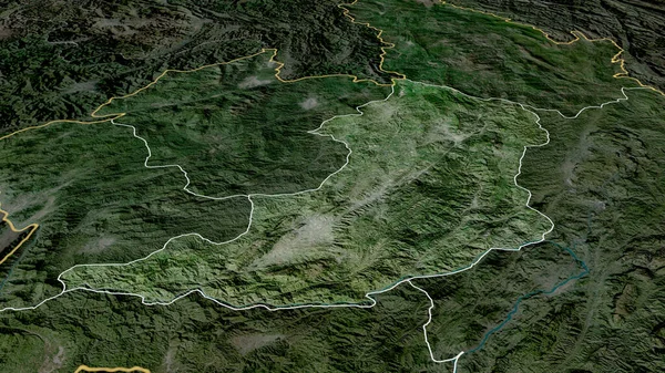 ラオスのOudomxai 州は拡大し 強調した 衛星画像 3Dレンダリング — ストック写真