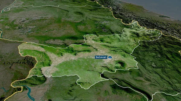 Сараванська Провінція Лаос Була Збільшена Виділена Капіталом Супутникові Знімки Візуалізація — стокове фото