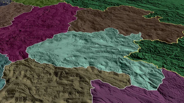 Xiangkhoang Provincia Laos Zoomed Destacó Mapa Coloreado Tocado División Administrativa — Foto de Stock