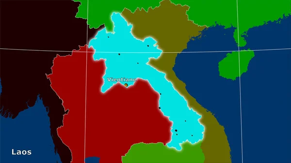 Laosu Mapě Administrativních Divizí Stereografické Projekci Hlavní Skladba — Stock fotografie