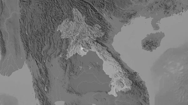 Área Laos Mapa Elevación Escala Grises Proyección Estereográfica Composición Cruda — Foto de Stock