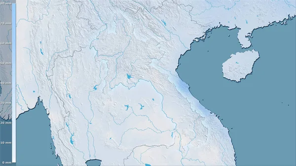 Précipitation Mois Sec Dans Région Laos Dans Projection Stéréographique Avec — Photo