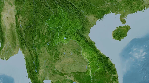 Stereografik Projeksiyondaki Uydusunun Laos Alanı Raster Katmanlarının Ham Bileşimi — Stok fotoğraf