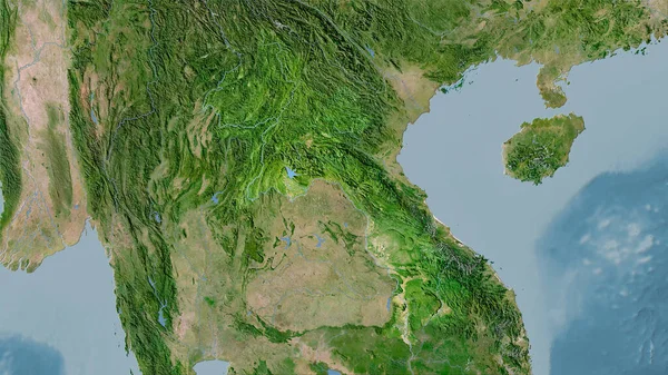 Stereografik Projeksiyondaki Uydu Haritasında Laos Alanı Raster Katmanlarının Ham Bileşimi — Stok fotoğraf
